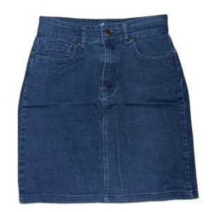 Junee Dark Wash Denim Skirt Womens XS Stretch Cotton Modest Casual Jean Mini A